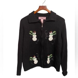 VTG‎ Star Blue Christmas Snowman Sweater Ramie/Wool Women’s Size Large